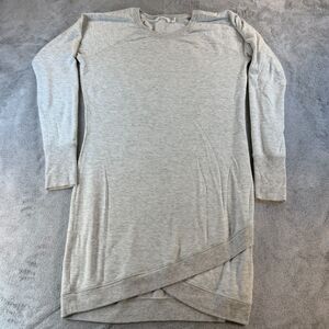 Athleta Knit Dress Women MT Gray Long Sleeve Tulip Hem Sweatshirt